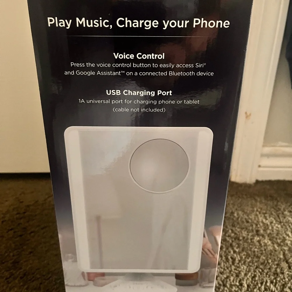 iHome White Smart Speaker with USB Port